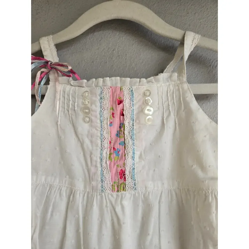 Flapdoodles White Swiss Dot‎ Embroidered Strawberry Sundress 24M